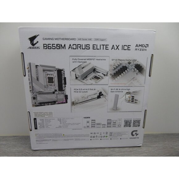 Gigabyte AORUS B650M AORUS ELITE AX ICE Motherboard AM5 DDR5 WiFi 6E mATX 2.5GbE - Picture 4 of 5